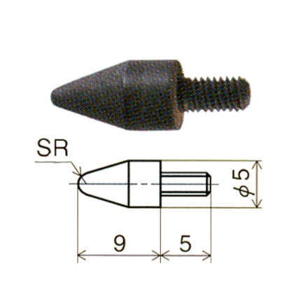 PEACOCK Dial Indicator Point (Synthetic Resin/Black) X-5