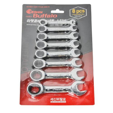 SESHIN BUFFALO Ratchet Combination Wrench Set Stubby