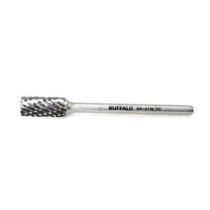 SESHIN BUFFALO Carbide Rotary Burr, Cylindrical (SA), 3mm Shank, Double Cut, Ø6.3×12.7mm