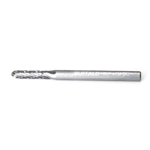 SESHIN BUFFALO Carbide Rotary Burr, Cylindrical, Ball Nose (SC), 3mm Shank, Double Cut, Ø2.5×11mm