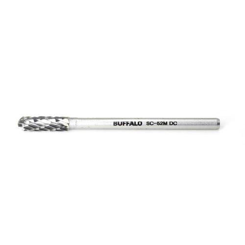SESHIN BUFFALO Carbide Rotary Burr, Cylindrical, Ball Nose (SC), 3mm Shank, Double Cut, Ø4×12.7mm