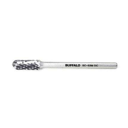 SESHIN BUFFALO Carbide Rotary Burr, Cylindrical, Ball Nose (SC), 3mm Shank, Double Cut, Ø5×12.7mm