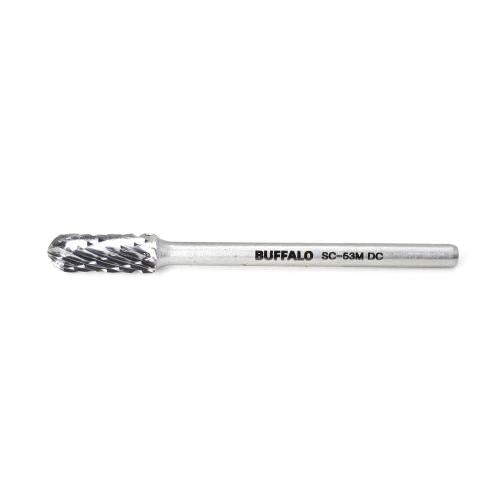 SESHIN BUFFALO Carbide Rotary Burr, Cylindrical, Ball Nose (SC), 3mm Shank, Double Cut, Ø5×12.7mm
