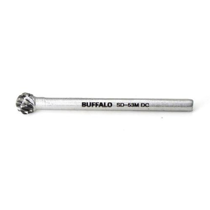 SESHIN BUFFALO Carbide Rotary Burr, Ball (SD), 3mm Shank, Double Cut, Ø5×4.7mm