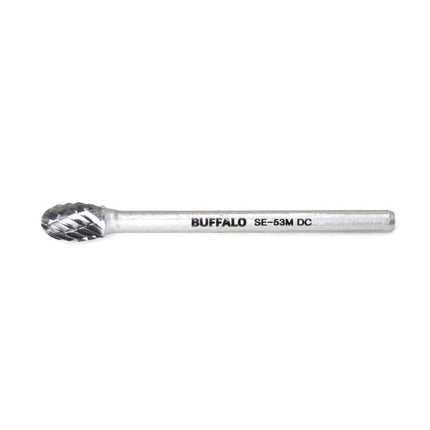 SESHIN BUFFALO Carbide Rotary Burr, Oval (SE), 3mm Shank, Double Cut, Ø5×8mm