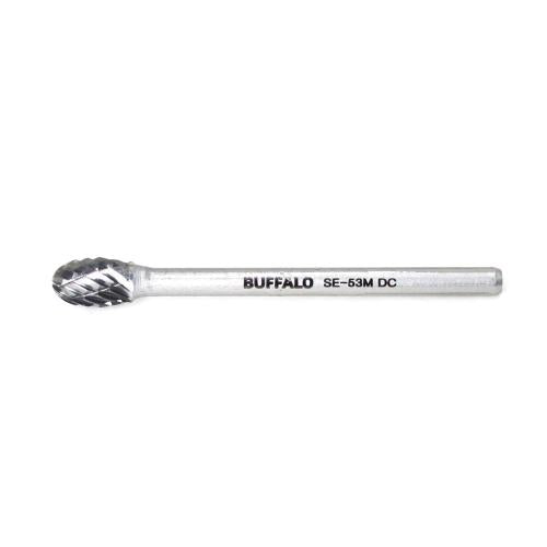 SESHIN BUFFALO Carbide Rotary Burr, Oval (SE), 3mm Shank, Double Cut, Ø5×8mm
