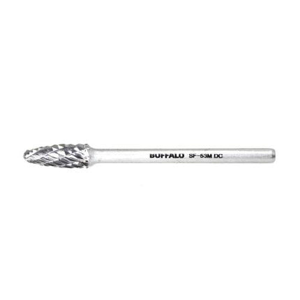 SESHIN BUFFALO Carbide Rotary Burr, Tree, Radius End (SF), 3mm Shank, Double Cut, Ø5×12.7mm