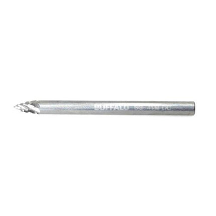 SESHIN BUFFALO Carbide Rotary Burr, Tree, Pointed End (SG), 3mm Shank, Double Cut, Ø3×6mm