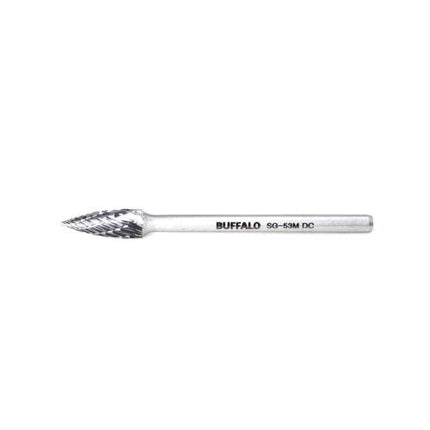 SESHIN BUFFALO Carbide Rotary Burr, Tree, Pointed End (SG), 3mm Shank, Double Cut, Ø5×12.7mm