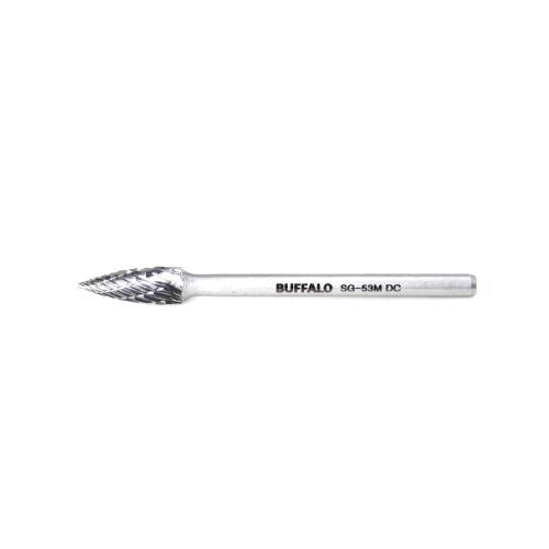 SESHIN BUFFALO Carbide Rotary Burr, Tree, Pointed End (SG), 3mm Shank, Double Cut, Ø5×12.7mm