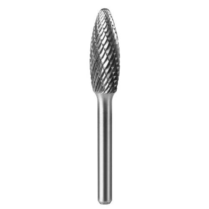 SESHIN BUFFALO Carbide Rotary Burr, Flame (SH), 6mm Shank, Double Cut
