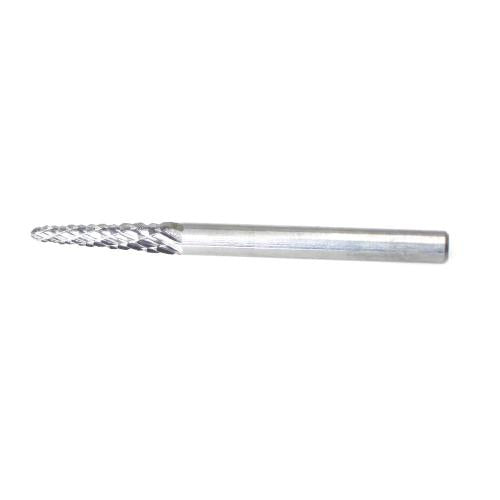 SESHIN BUFFALO Carbide Rotary Burr, Taper, Radius End (SL), 3mm Shank, Double Cut, Ø3×12.7mm