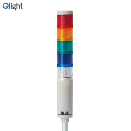 QLIGHT Signal Tower Light, Steady/Buzzer Type, 50mm, 5-Tier, DC12V QTG50L-BZ-5-12-RAGBW