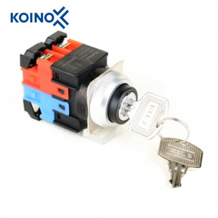 KOINO Key Selector Switch, 2-Position, Manual Return, 1a1b KSL25K2-11