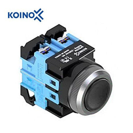 KOINO Push Button Switch, Non-Illuminated, Ø25mm, Black, 2a Contact KPB25M-BK20