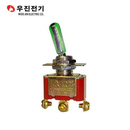 WOOJIN Toggle Switch, Maintained, Green Handle WJT-3210CFG