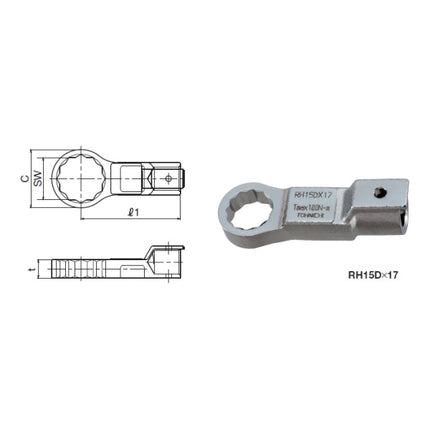 TOHNICHI Interchangeable Ring Head for Torque Wrench RH10D-13 CL25N
