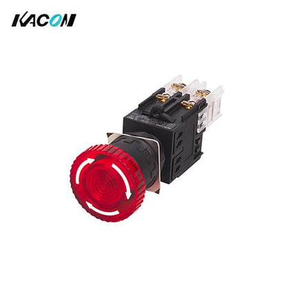 KACON Emergency Stop Switch, Ø30, Standard Type, Bulb Illuminated, Red, AC110V K30-84R