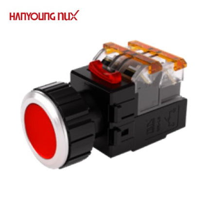 HANYOUNG Push Button Switch, Illuminated, Ø30mm, Red, MRX-AA1D0R, 12V/24V 1a1b