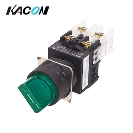KACON Selector Switch, 2-Position, Ø25mm, Green, Maintained, AC220V K25-47G