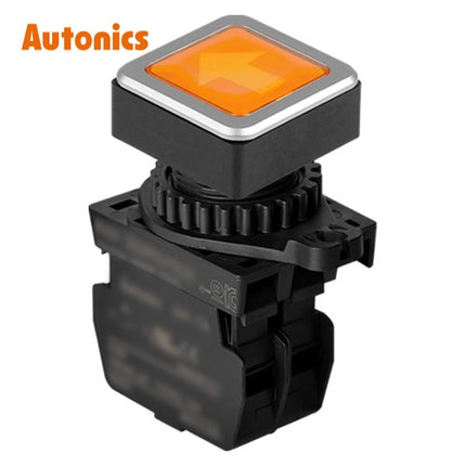 AUTONICS Push Button Switch, Illuminated, Momentary, Ø30mm, Yellow, A1, AC SQ3PFS-P3YUALM