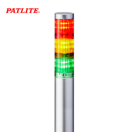 PATLITE Signal Tower Light, Ø40, 3-Tier, Silver Body, LED, Round Bracket, DC24V LR4-302PJNU-RYG