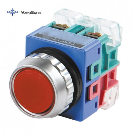 YONGSUNG Push Button Switch, Non-Illuminated, Ø25mm, 3a3b, Red YSAP12-33R