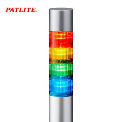 PATLITE Signal Tower Light, LED, Buzzer Type, Silver Body, 4-Tier, DC24V LR6-402WJBU-RYGB