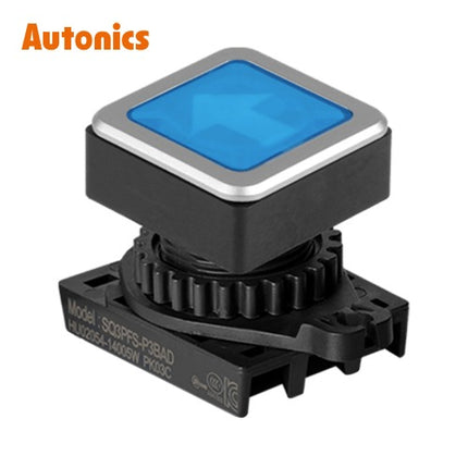AUTONICS Push Button Switch, Illuminated, Momentary, Ø30mm, Blue (Head Only) SQ3PFS-P3BU