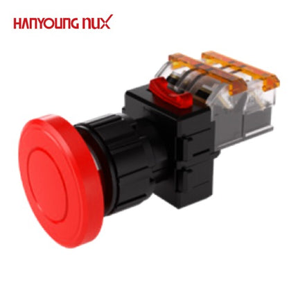 HANYOUNG Emergency Stop Switch, Ø25, Non-Illuminated, Momentary, Red, MRE-KM1R 1a1b