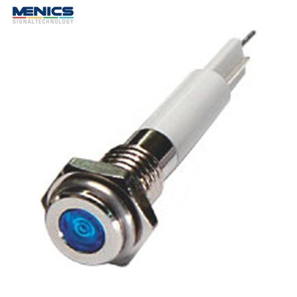 MENICS LED Indicator Light, Ø6mm, High-Brightness, Flat Type, DC12V, Blue (Pack of 40) H06F-12B