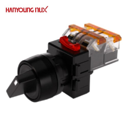 HANYOUNG Selector Switch, 2-Position, Ø22, Maintained, Black, MRS-T2A2 2a2b