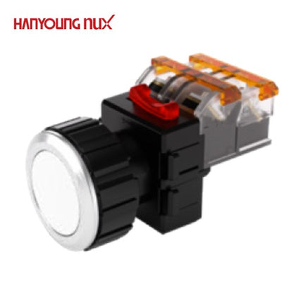 HANYOUNG Push Button Switch, Non-Illuminated, Ø30mm, White, MRF-AM1W 1a1b