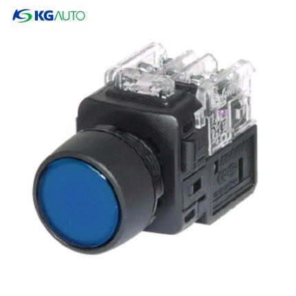 KG AUTO Push Button Switch, Illuminated, Ø22mm, Blue, Momentary, KGX-NMV22A, AC 110V/220V 2a2b