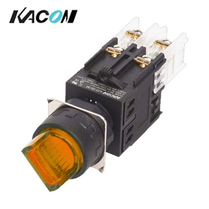 KACON Selector Switch, 2-Position, Ø30mm, Yellow, Maintained, AC220V K30-44Y