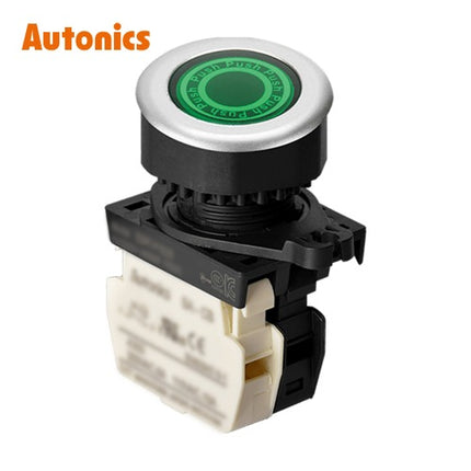 AUTONICS Push Button Switch, LED Illuminated, Ø30, Green, B1 LED AC S3PF-P3GBL