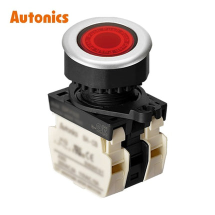 AUTONICS Push Button Switch, LED Illuminated, Ø30, Red, B2 LED AC S3PF-P3R2BLM
