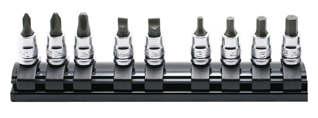 KOKEN 1/4" Drive Bit Socket Rail Set, Z-EAL, 9 Pcs RS20XXZ/9
