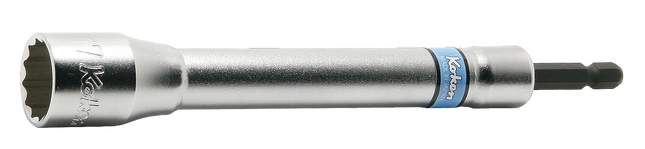 KOKEN Extra-Deep Socket for Cordless Drill, 12-Point, 1/4" Hex Shank, BD008E Series