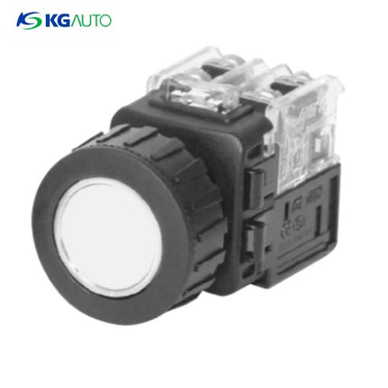 KG AUTO Push Button Switch, Illuminated, Ø30mm, White, Momentary, KGX-YMD22W, DC 12V/24V 2a2b
