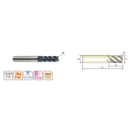 YG-1 Tank-Power Fine Pitch Short Roughing End Mill (TiAlN) TPRE-240FS D24(R1)X25X45X121 (GAD33240)