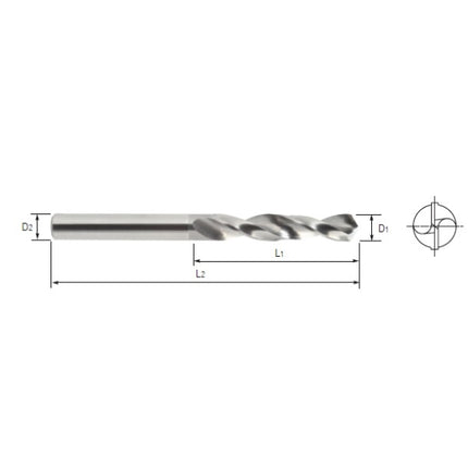 YG-1 Carbide Drill for Non-Ferrous Materials CSD-095B D9.5X9.5X50X95 (D5401095)