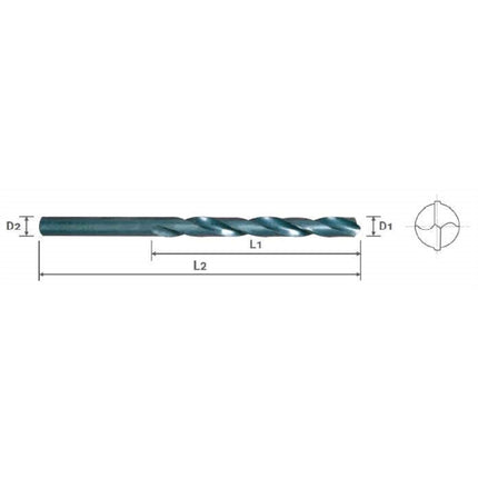 YG-1 Straight Shank Drill (HSS) (Part 2) SD-0225J D2.25X27X53 (D1105922) (x5 pack)
