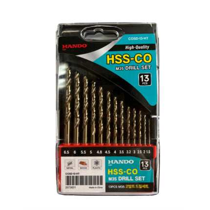 HANDO Cobalt Drill Set, 13 Pieces COSD-13-HT