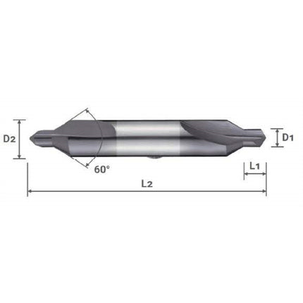 YG-1 Carbide Center Drill Coated (TIALN) CTD-020C D2X6X2X45 (DH302020)