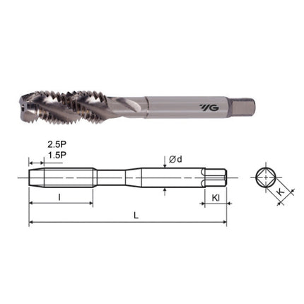 YG-1 Spiral Flute Tap, Bright SFT140-150I M14X1.5 (T2809552)