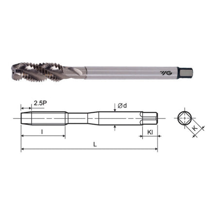 YG-1 Long Spiral Flute Tap (Bright) LSFT030-100LI M3X0.5-100L (T2817202)