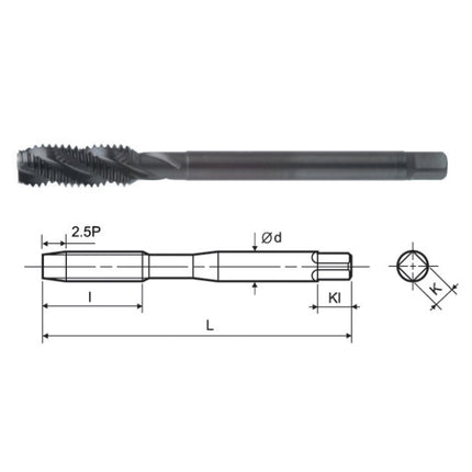 YG-1 Long Spiral Flute Tap (Steam Oxide) LSFT030-100L M3X0.5-100L (T1817202)