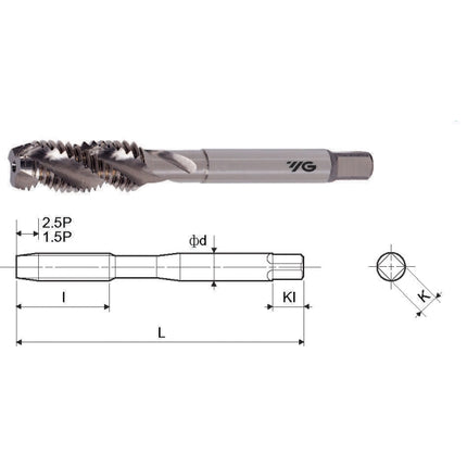 YG-1 Spiral Flute Tap, Bright SFT010-025I M1.0X0.25 (T2809011)
