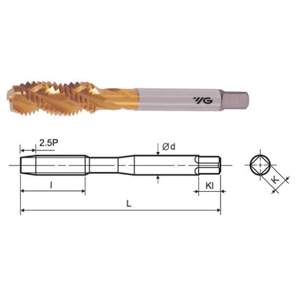 YG-1 Coated Spiral Flute Tap (TIN) TSFT020-040J M2X0.4
